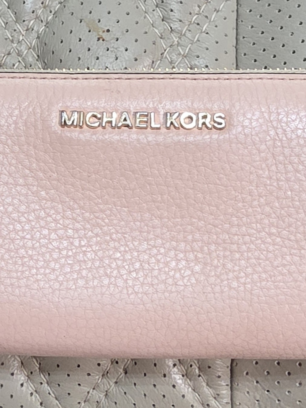 Michael Kors Soft Pink Pebble Leather Wallet with Gold Logo